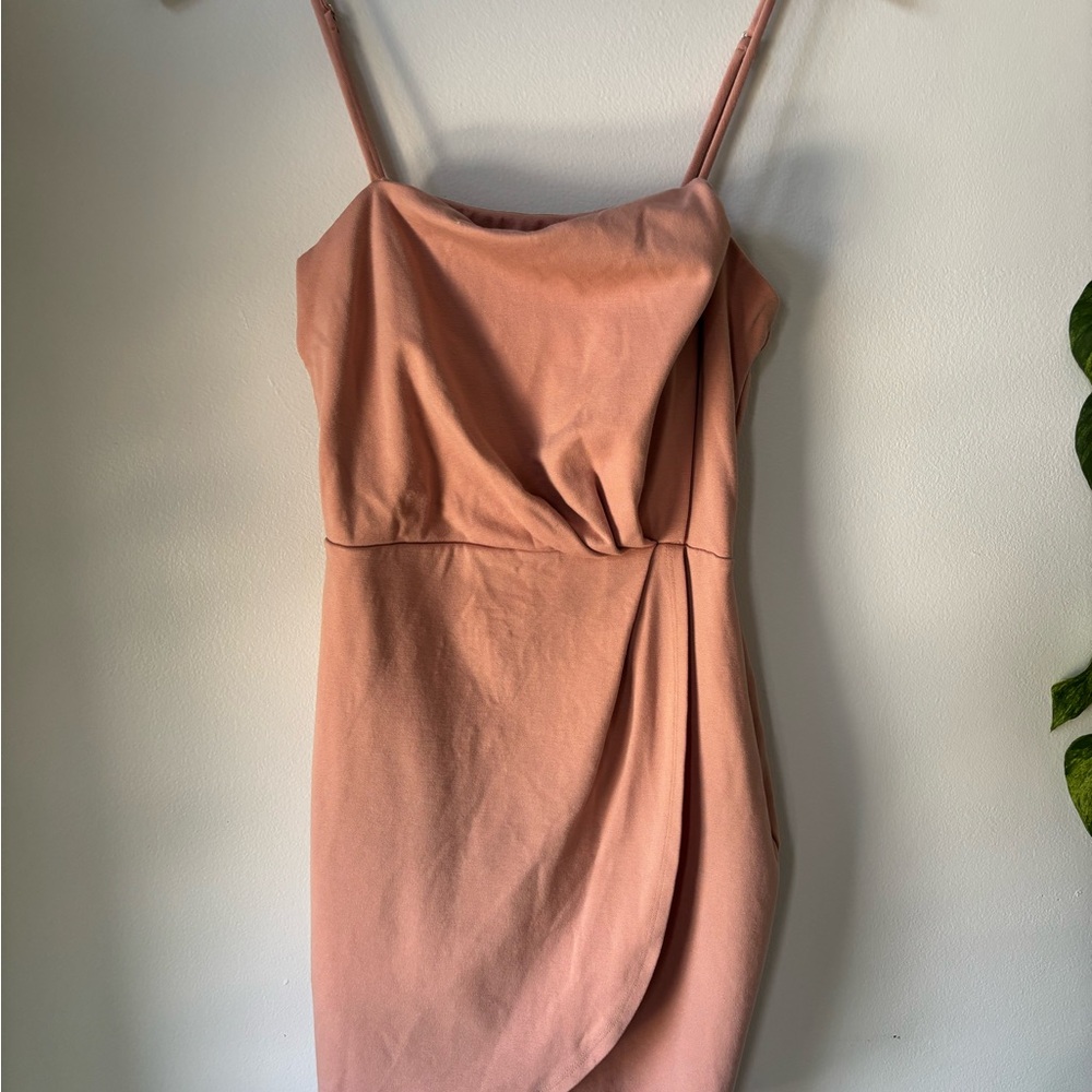Lulu's Pink Asymmetrical Pleated Mini Dress